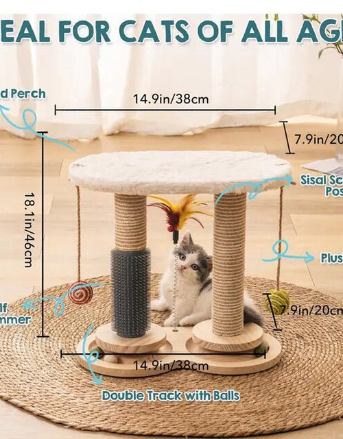 Load image into Gallery viewer, Cat Scratching Post for Indoor Soft Rabbit Fleece Perch for Rest Natural Sisal Scratcher Interactive Kitten Toy Balls
