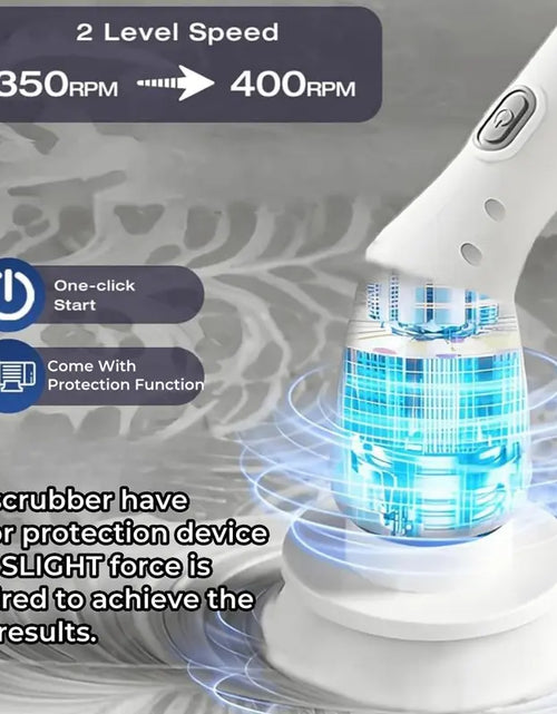 Load image into Gallery viewer, Electric Spin Scrubber, 1 Piece/2Pcs Rechargeable Electric Cleaning Brush with 6/12 Replaceable Brush Heads, Electric Rotary Scrubber Brushes with Adjustable Extension Handle, Cordless Shower Scrubber for Spring Cleaning, Tub, Toilet, Cleaning Supplies
