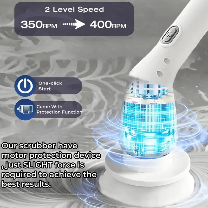 Electric Spin Scrubber, 1 Piece/2Pcs Rechargeable Electric Cleaning Brush with 6/12 Replaceable Brush Heads, Electric Rotary Scrubber Brushes with Adjustable Extension Handle, Cordless Shower Scrubber for Spring Cleaning, Tub, Toilet, Cleaning Supplies