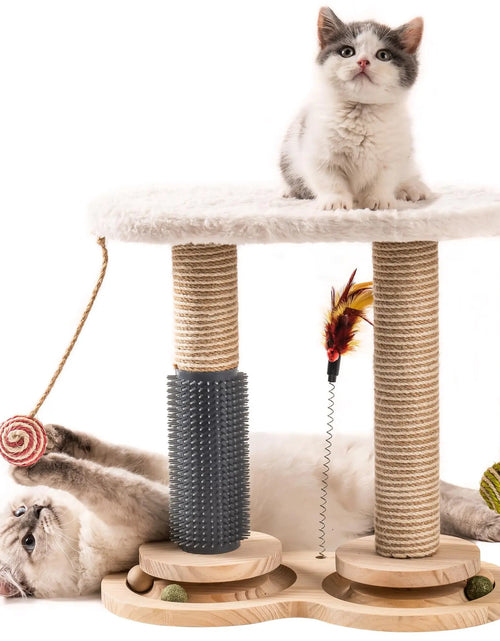 Load image into Gallery viewer, Cat Scratching Post for Indoor Soft Rabbit Fleece Perch for Rest Natural Sisal Scratcher Interactive Kitten Toy Balls
