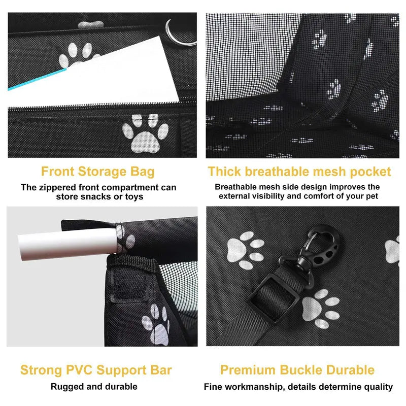 Pet Stroller Safety Basket Hold (1 Piece), Portable Breathable Car Pet Bag, Creative Pet Travel Bag