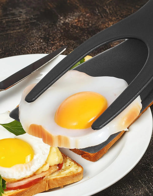 Load image into Gallery viewer, 2 in 1 Grip and Flip Spatula Tongs,Egg Flipper Spatula,Fried Egg Spatula,Egg Pancake Fish French Toast Omelette Making, Home Kitchen Cooking Tool (Black)
