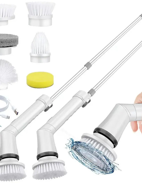 Load image into Gallery viewer, Electric Spin Scrubber, 1 Piece/2Pcs Rechargeable Electric Cleaning Brush with 6/12 Replaceable Brush Heads, Electric Rotary Scrubber Brushes with Adjustable Extension Handle, Cordless Shower Scrubber for Spring Cleaning, Tub, Toilet, Cleaning Supplies
