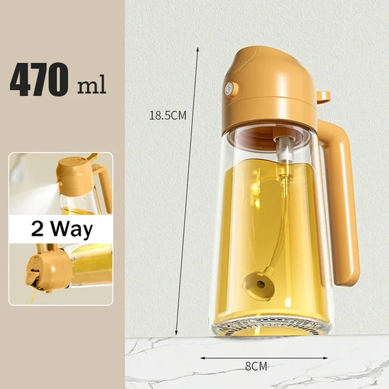 2024 HOT 2 in 1 Oil Spray Bottle Multifunction Glass Oil Bottle for Cooking BBQ Oil Dispensers Sprayer Mister Kitchen Gadgets