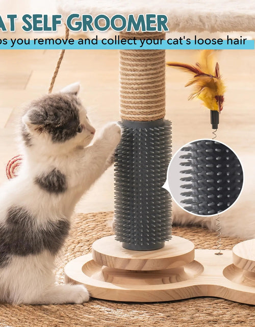 Load image into Gallery viewer, Cat Scratching Post for Indoor Soft Rabbit Fleece Perch for Rest Natural Sisal Scratcher Interactive Kitten Toy Balls
