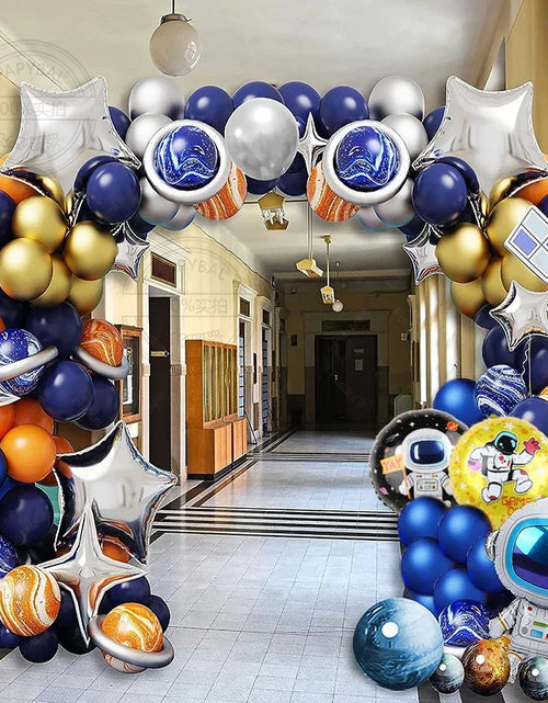 Load image into Gallery viewer, 116Pcs Space Party Decorations Balloon Garland Kit Foil Rocket Astronaut Latex Balloons for Boys Kids Birthday Party Decoration
