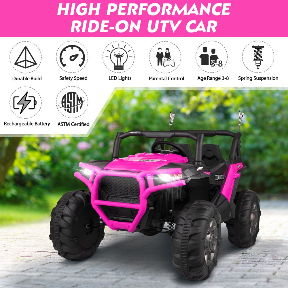 12V Electric Battery-Powered Ride on Toy SUV Car, Rose Red