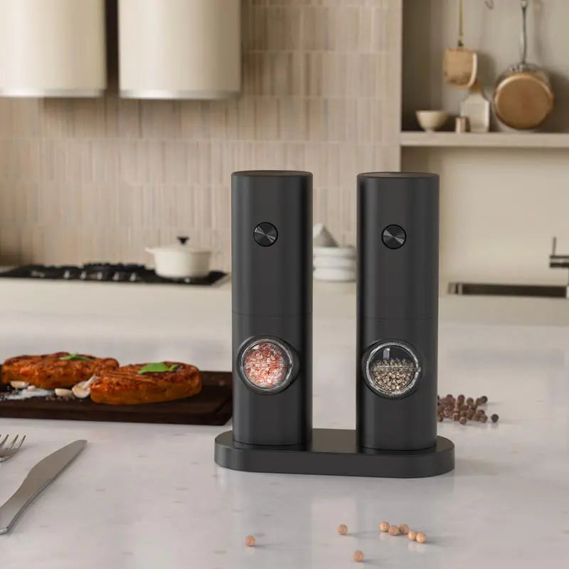 Electric Salt & Pepper Grinder Set, USB Rechargeable/Battery Powered Household Seasoning Grinder with Light, Portable Handheld Spices Grinder for Kitchen, Mother'S Day Gift, Seasoning Organizer, Seasoning Utensils, Kitchen Supplies & Utensils, No Battery