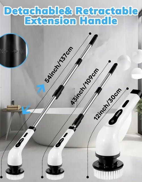 Load image into Gallery viewer, Electric Spin Scrubber, 1 Piece/2Pcs Rechargeable Electric Cleaning Brush with 6/12 Replaceable Brush Heads, Electric Rotary Scrubber Brushes with Adjustable Extension Handle, Cordless Shower Scrubber for Spring Cleaning, Tub, Toilet, Cleaning Supplies
