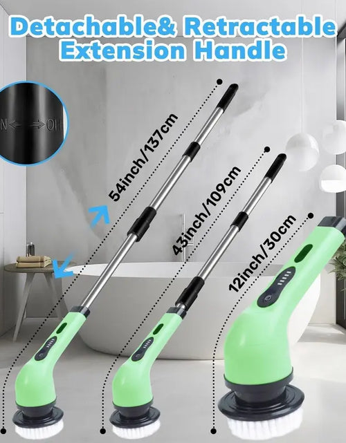 Load image into Gallery viewer, Electric Spin Scrubber, 1 Piece/2Pcs Rechargeable Electric Cleaning Brush with 6/12 Replaceable Brush Heads, Electric Rotary Scrubber Brushes with Adjustable Extension Handle, Cordless Shower Scrubber for Spring Cleaning, Tub, Toilet, Cleaning Supplies
