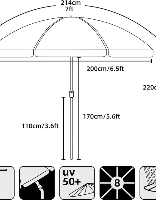 Load image into Gallery viewer, 7Ft Heavy Duty Beach Umbrella UPF50+ with Sand Anchor &amp; Tilt Sun Shelter &amp; Carry Bag,Red
