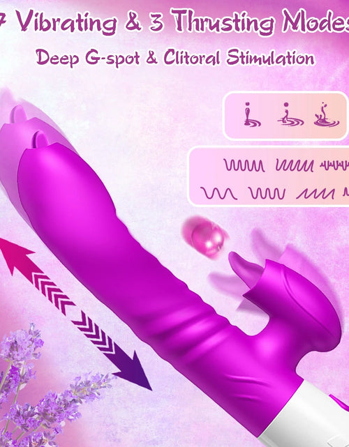 Load image into Gallery viewer, Thrusting Rabbit Vibrator for Women, Female Sex Toys with 10 Licking Vibration &amp; 3 Telescopic Modes &amp; Heating Function,5 in 1 Waterproof Adult Toy Stimulator for Couples
