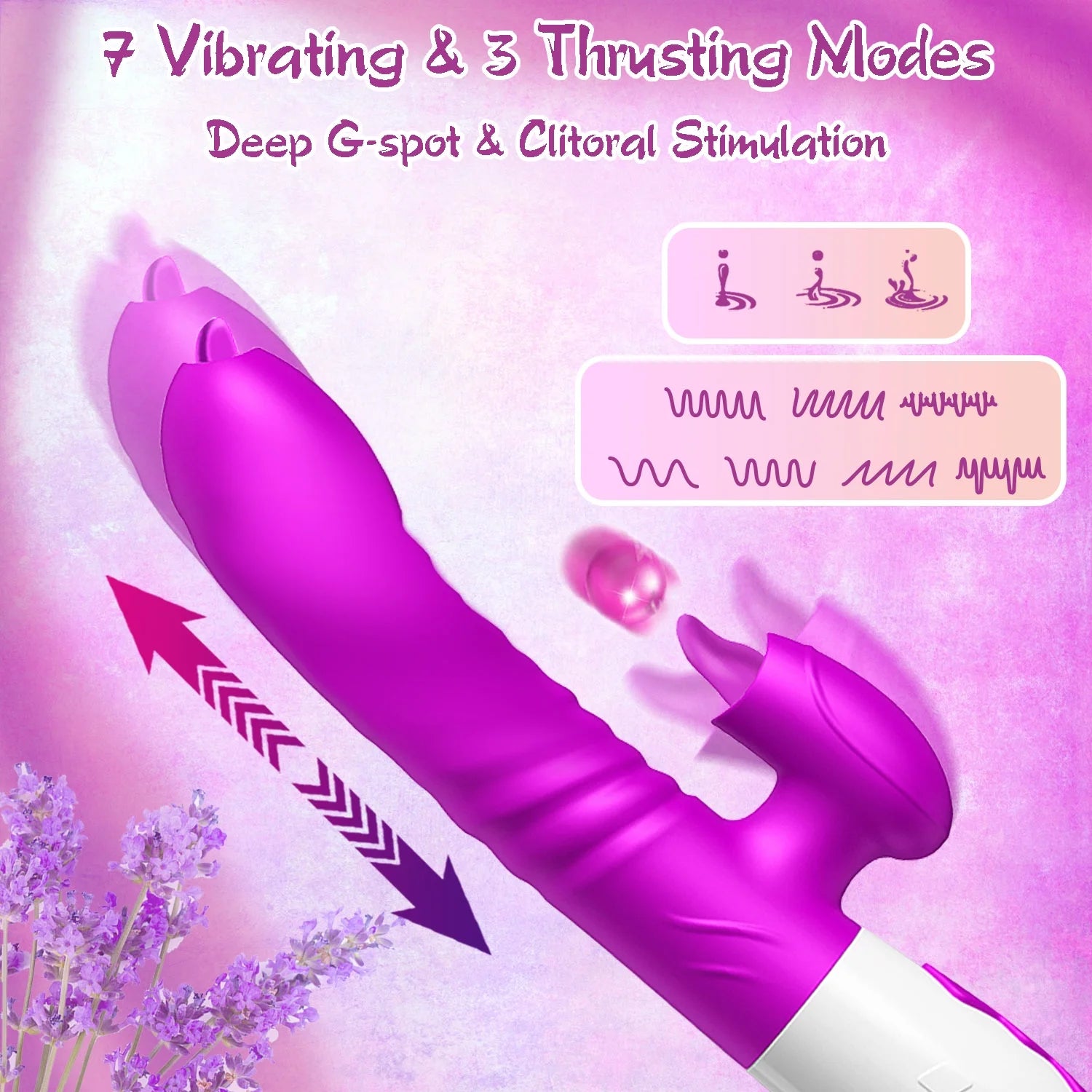 Thrusting Rabbit Vibrator for Women, Female Sex Toys with 10 Licking Vibration & 3 Telescopic Modes & Heating Function,5 in 1 Waterproof Adult Toy Stimulator for Couples