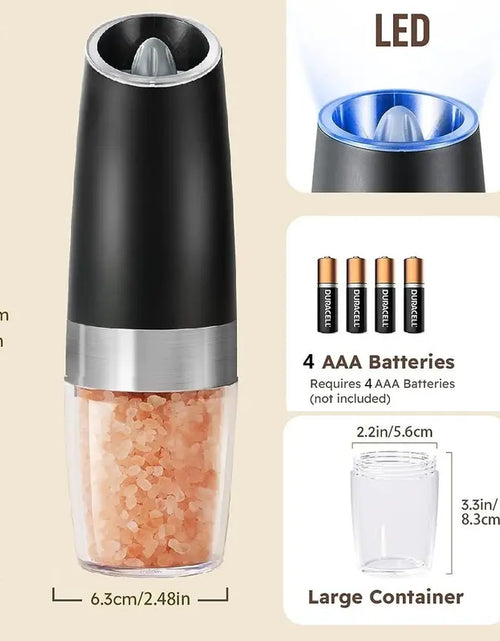 Load image into Gallery viewer, Electric Salt &amp; Pepper Grinder Set, USB Rechargeable/Battery Powered Household Seasoning Grinder with Light, Portable Handheld Spices Grinder for Kitchen, Mother&#39;S Day Gift, Seasoning Organizer, Seasoning Utensils, Kitchen Supplies &amp; Utensils, No Battery
