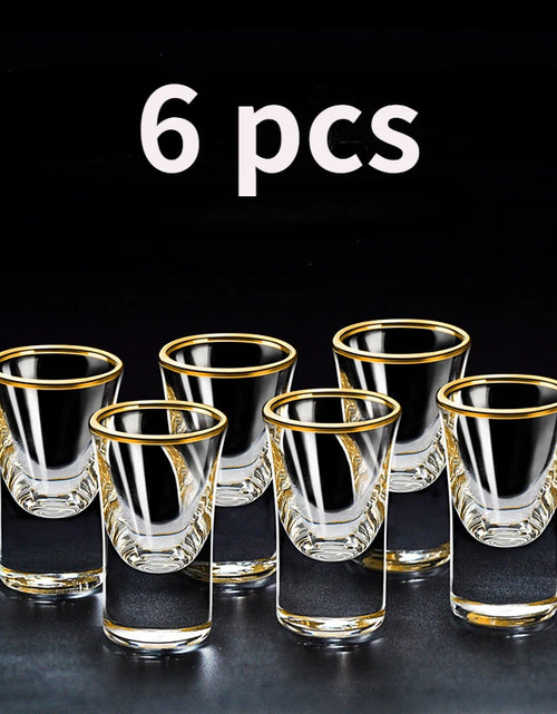 Load image into Gallery viewer, 6Pcs Gold Foil Color Spirits Cups Household Creative Small Wine Cup Glass Gilt Edged Cup Wine Dispenser Baijiu Cup Wholesale Cup
