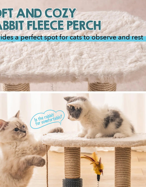 Load image into Gallery viewer, Cat Scratching Post for Indoor Soft Rabbit Fleece Perch for Rest Natural Sisal Scratcher Interactive Kitten Toy Balls
