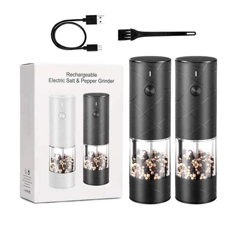 Electric Salt & Pepper Grinder Set, USB Rechargeable/Battery Powered Household Seasoning Grinder with Light, Portable Handheld Spices Grinder for Kitchen, Mother'S Day Gift, Seasoning Organizer, Seasoning Utensils, Kitchen Supplies & Utensils, No Battery