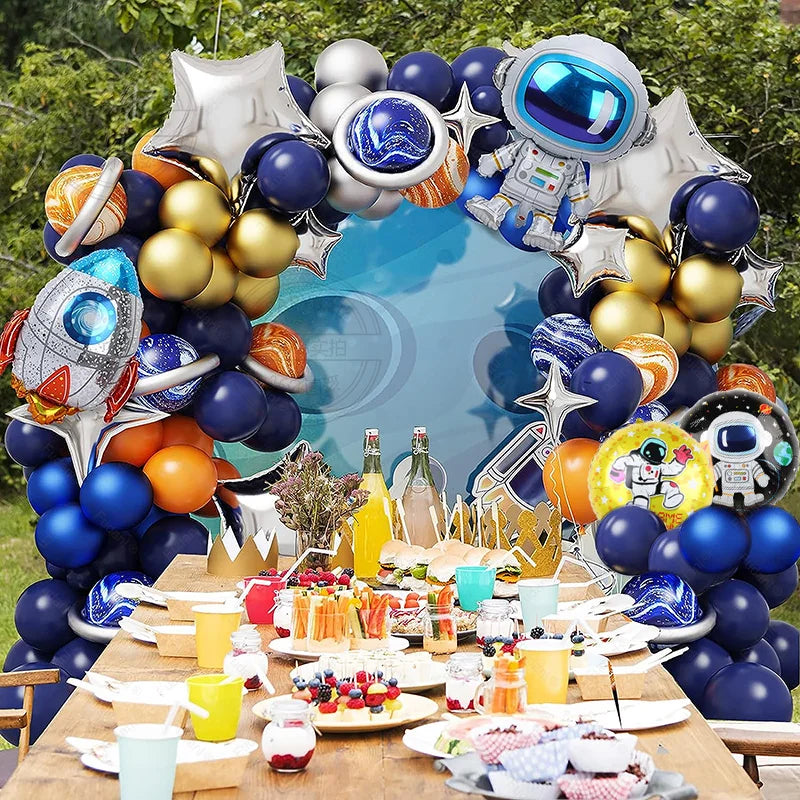 116Pcs Space Party Decorations Balloon Garland Kit Foil Rocket Astronaut Latex Balloons for Boys Kids Birthday Party Decoration