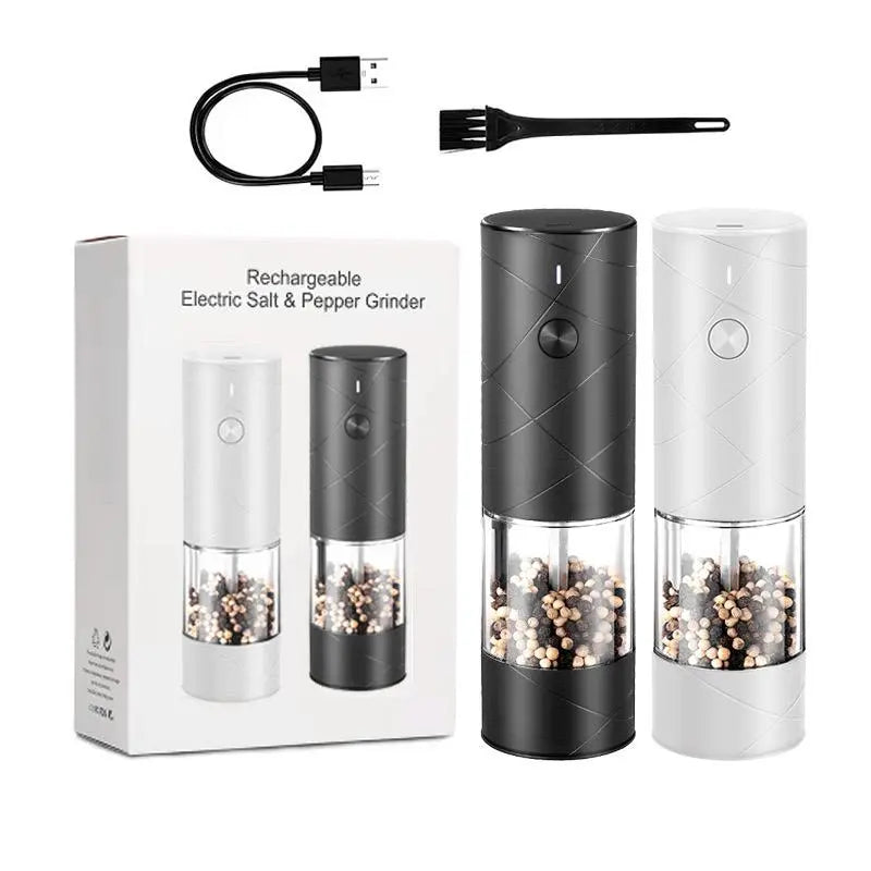 Electric Salt & Pepper Grinder Set, USB Rechargeable/Battery Powered Household Seasoning Grinder with Light, Portable Handheld Spices Grinder for Kitchen, Mother'S Day Gift, Seasoning Organizer, Seasoning Utensils, Kitchen Supplies & Utensils, No Battery