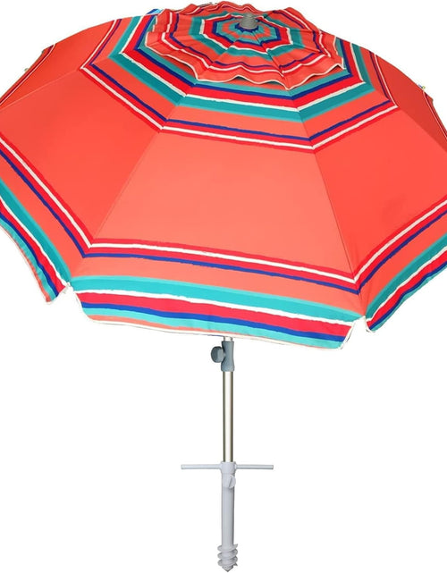 Load image into Gallery viewer, 7Ft Heavy Duty Beach Umbrella UPF50+ with Sand Anchor &amp; Tilt Sun Shelter &amp; Carry Bag,Red
