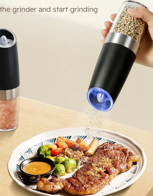 Load image into Gallery viewer, Electric Salt &amp; Pepper Grinder Set, USB Rechargeable/Battery Powered Household Seasoning Grinder with Light, Portable Handheld Spices Grinder for Kitchen, Mother&#39;S Day Gift, Seasoning Organizer, Seasoning Utensils, Kitchen Supplies &amp; Utensils, No Battery
