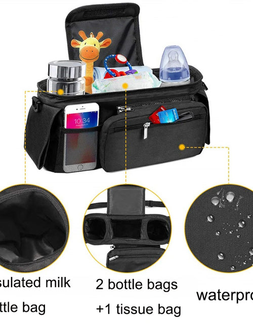 Load image into Gallery viewer, Universal Baby Stroller Organizer, with Insulated Cup Holder Detachable Phone Bag &amp; Shoulder Strap, Fits and Pet Stroller
