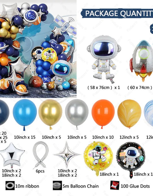 Load image into Gallery viewer, 116Pcs Space Party Decorations Balloon Garland Kit Foil Rocket Astronaut Latex Balloons for Boys Kids Birthday Party Decoration
