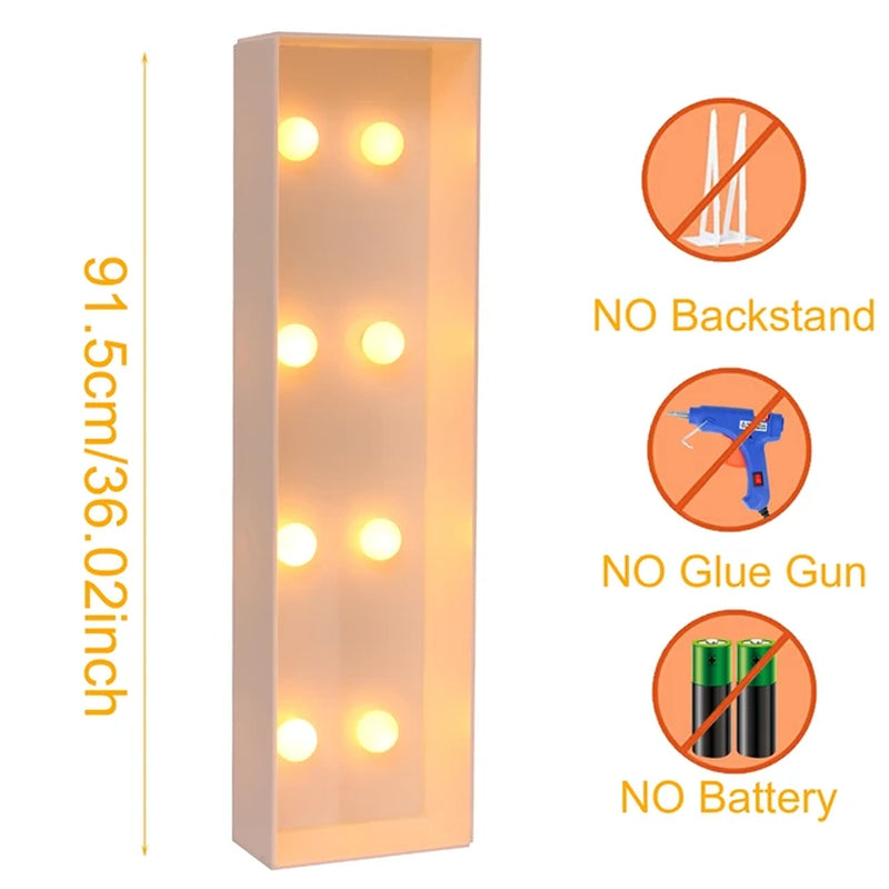 91.5CM Led Light Letter Frame Box Baby Shower Boy Girl ONE LOVE GRAD Xmas Name Balloon Filling Box Birthday Wedding Party Decor