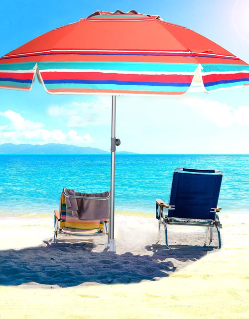 Load image into Gallery viewer, 7Ft Heavy Duty Beach Umbrella UPF50+ with Sand Anchor &amp; Tilt Sun Shelter &amp; Carry Bag,Red
