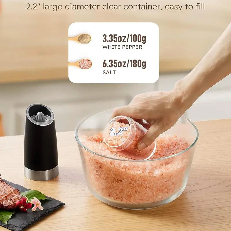 Electric Salt & Pepper Grinder Set, USB Rechargeable/Battery Powered Household Seasoning Grinder with Light, Portable Handheld Spices Grinder for Kitchen, Mother'S Day Gift, Seasoning Organizer, Seasoning Utensils, Kitchen Supplies & Utensils, No Battery