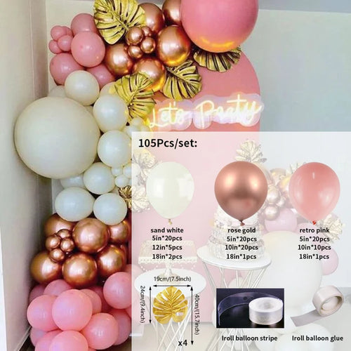 Load image into Gallery viewer, Blush Dusty Rose Pink Balloon Garland Kit Arch Rose Gold Metallic Balloons for Boho Wedding Baby Shower Birthday Party Decor
