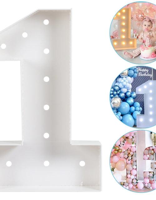 Load image into Gallery viewer, Giant Figure Balloon Filling Box with Lights 1St Birthday Balloon Number 18 30 40 50 Balloon Frame Wedding Decor Baby Shower
