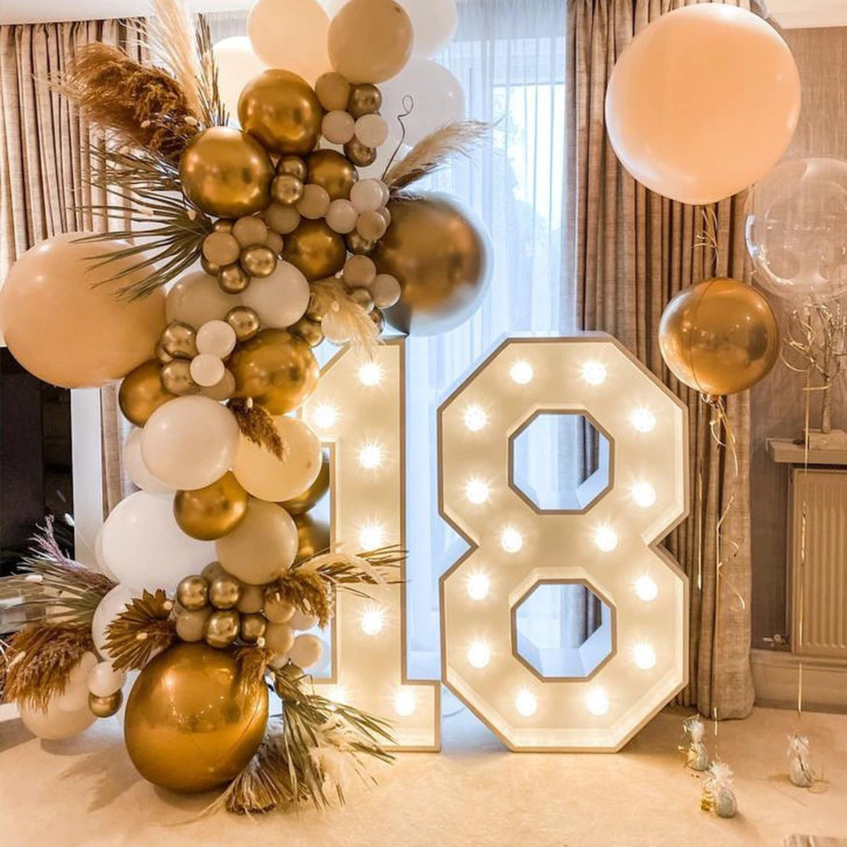 Giant Figure Balloon Filling Box with Lights 1St Birthday Balloon Number 18 30 40 50 Balloon Frame Wedding Decor Baby Shower