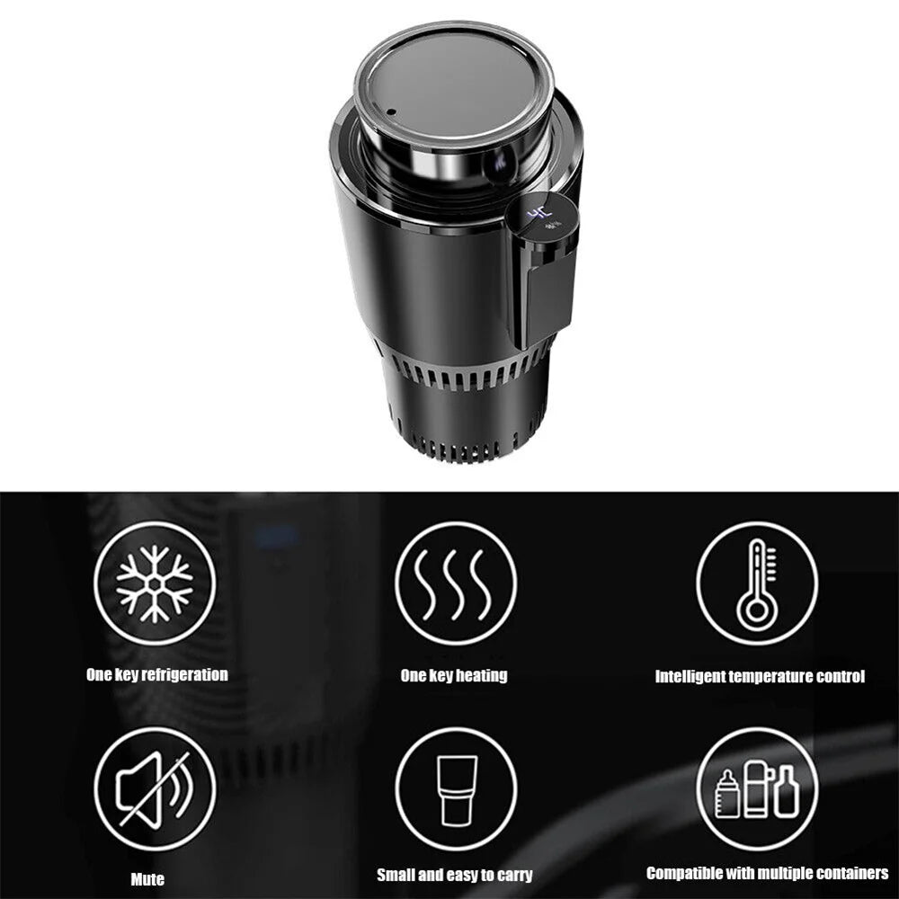 Smart Car 2-In-1 Hot and Cold Cup Drinks Holder Home Fast Refrigeration Cooling/Heating Mini Touch Screen Beverage Mug