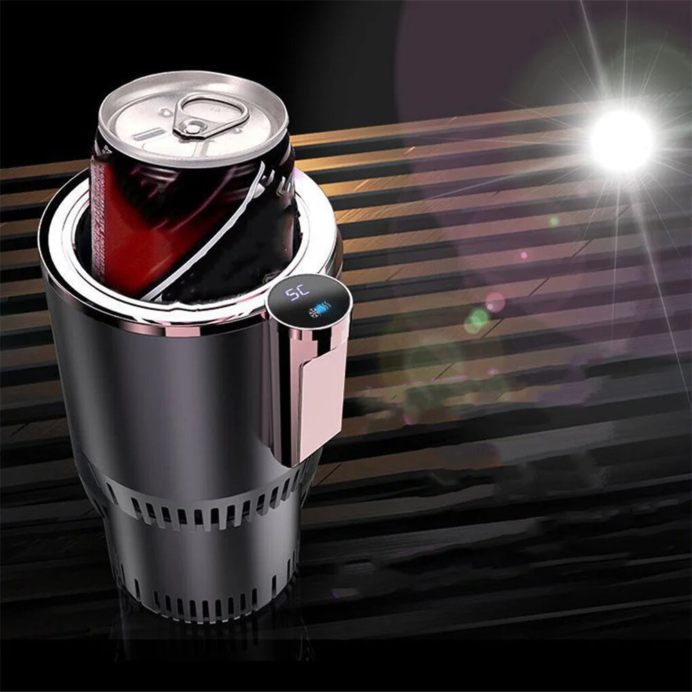 Smart Car 2-In-1 Hot and Cold Cup Drinks Holder Home Fast Refrigeration Cooling/Heating Mini Touch Screen Beverage Mug