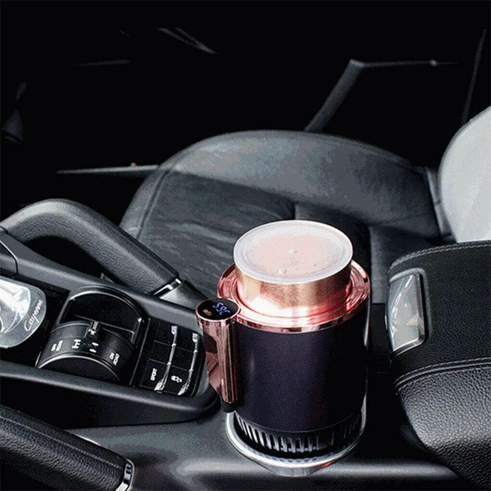 Smart Car 2-In-1 Hot and Cold Cup Drinks Holder Home Fast Refrigeration Cooling/Heating Mini Touch Screen Beverage Mug