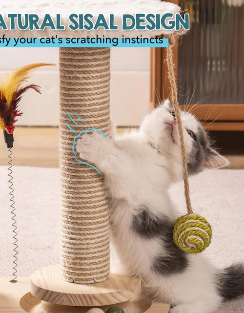 Load image into Gallery viewer, Cat Scratching Post for Indoor Soft Rabbit Fleece Perch for Rest Natural Sisal Scratcher Interactive Kitten Toy Balls
