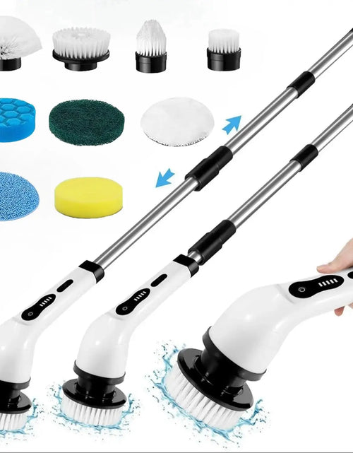 Load image into Gallery viewer, Electric Spin Scrubber, 1 Piece/2Pcs Rechargeable Electric Cleaning Brush with 6/12 Replaceable Brush Heads, Electric Rotary Scrubber Brushes with Adjustable Extension Handle, Cordless Shower Scrubber for Spring Cleaning, Tub, Toilet, Cleaning Supplies
