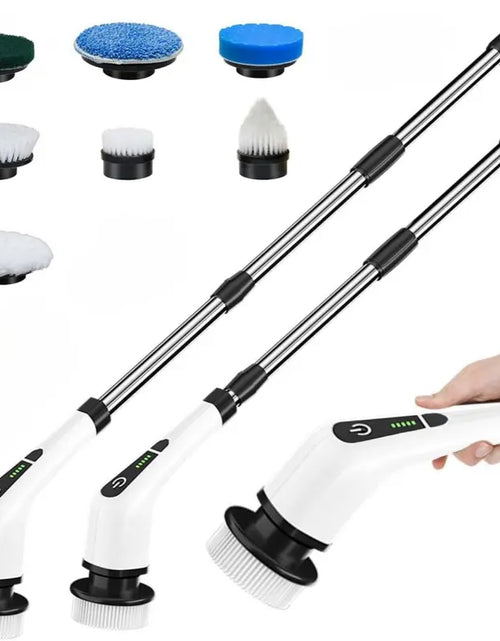 Load image into Gallery viewer, Electric Spin Scrubber, 1 Piece/2Pcs Rechargeable Electric Cleaning Brush with 6/12 Replaceable Brush Heads, Electric Rotary Scrubber Brushes with Adjustable Extension Handle, Cordless Shower Scrubber for Spring Cleaning, Tub, Toilet, Cleaning Supplies
