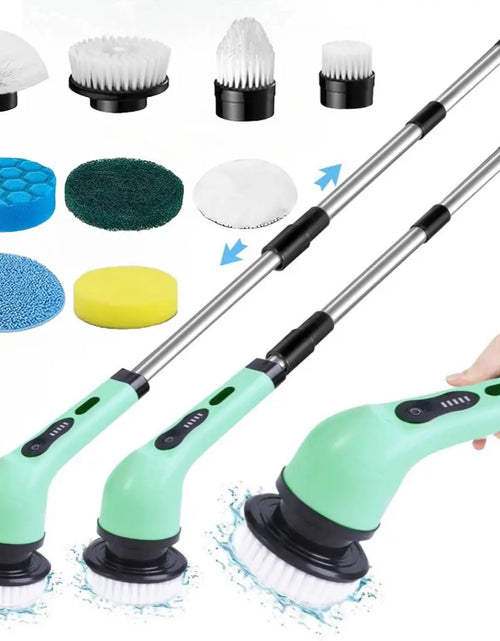 Load image into Gallery viewer, Electric Spin Scrubber, 1 Piece/2Pcs Rechargeable Electric Cleaning Brush with 6/12 Replaceable Brush Heads, Electric Rotary Scrubber Brushes with Adjustable Extension Handle, Cordless Shower Scrubber for Spring Cleaning, Tub, Toilet, Cleaning Supplies
