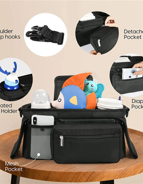 Load image into Gallery viewer, Universal Baby Stroller Organizer, with Insulated Cup Holder Detachable Phone Bag &amp; Shoulder Strap, Fits and Pet Stroller
