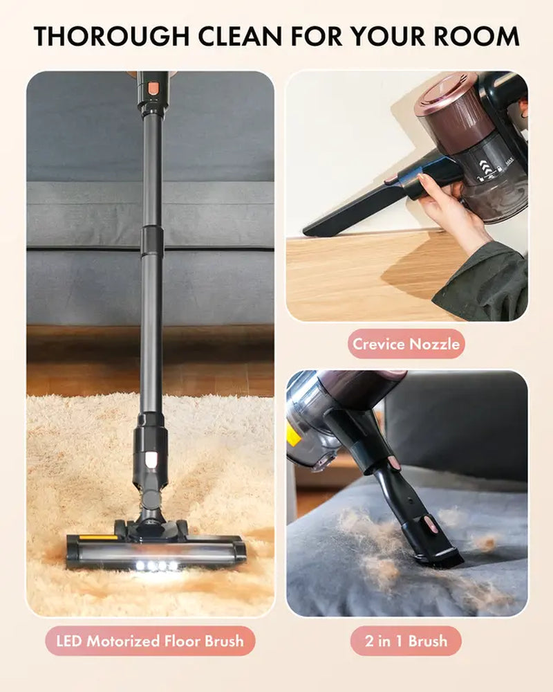 Homeika Cordless Vacuum Cleaner, 28Kpa Powerful Suction, 380W Strong Brushless Motor with 8 in 1 Lightweight Stick Vacuum Cleaner with 50 Min Runtime Detachable Battery for Pet Hair & Carpet