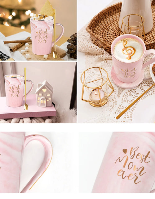 Load image into Gallery viewer, Gifts for Mom - Best Mom Ever Coffee Mug, Best Mom Gifts for Mothers Day, Birthday Gifts, Mother&#39;S Day Gifts, Christmas Gifts,  14 Fl Oz Pink Marble Coffee Mugs Ceramic Mug Tea Cup
