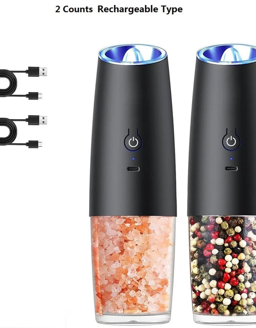 Load image into Gallery viewer, Electric Salt &amp; Pepper Grinder Set, USB Rechargeable/Battery Powered Household Seasoning Grinder with Light, Portable Handheld Spices Grinder for Kitchen, Mother&#39;S Day Gift, Seasoning Organizer, Seasoning Utensils, Kitchen Supplies &amp; Utensils, No Battery
