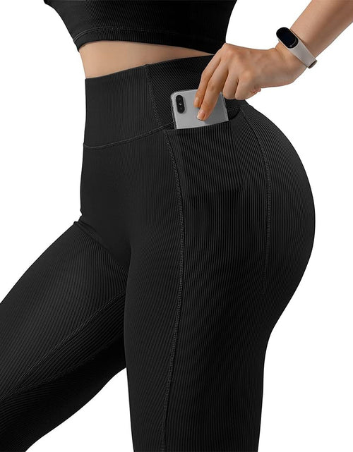 Load image into Gallery viewer, Women Ribbed Seamless Leggings High Waisted Workout Gym Yoga Pants
