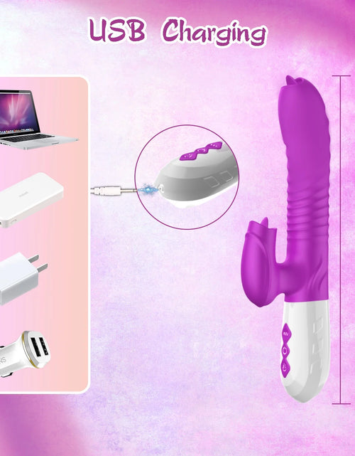 Load image into Gallery viewer, Thrusting Rabbit Vibrator for Women, Female Sex Toys with 10 Licking Vibration &amp; 3 Telescopic Modes &amp; Heating Function,5 in 1 Waterproof Adult Toy Stimulator for Couples
